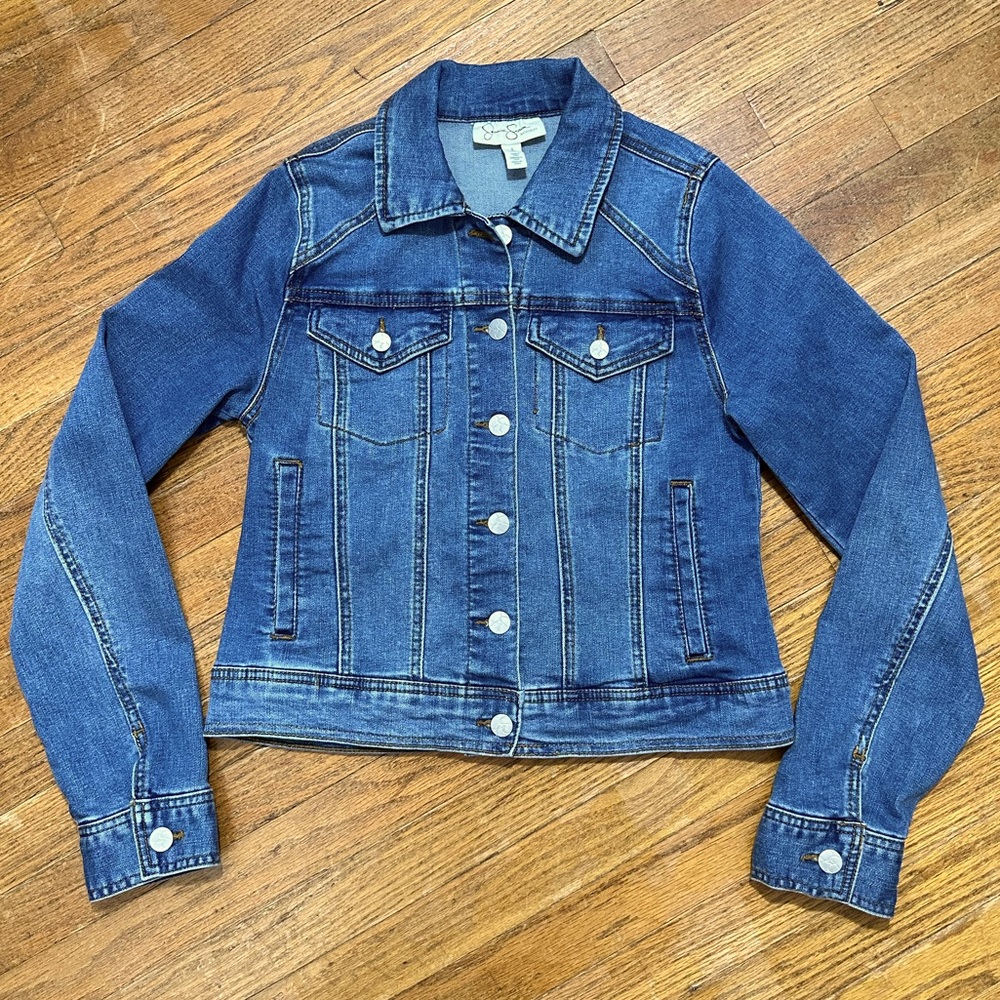 Jessica Simpson Size Small Maternity Blue Jean Denim Stretch Jacket Coat EUC